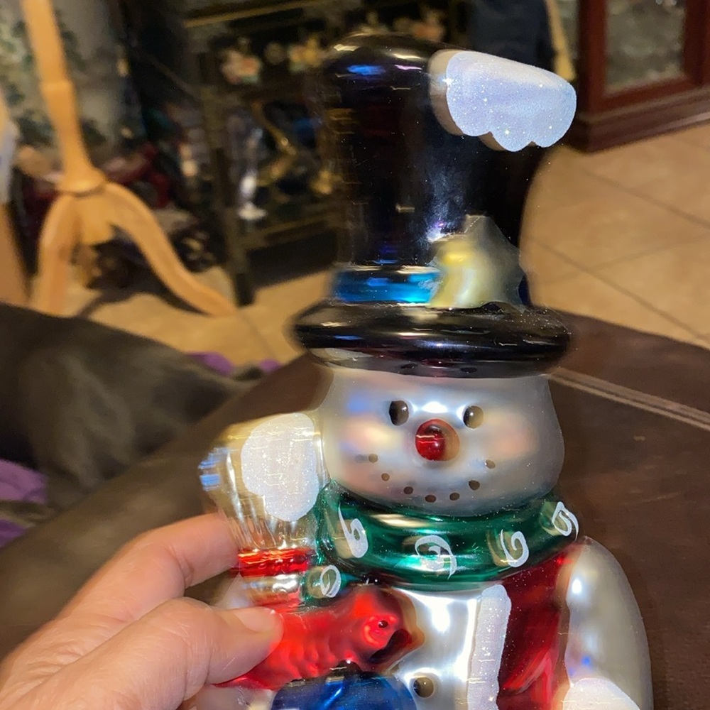 Rare Midwest Glass Snowman Centerpiece Mercury Glass Snowman Figurine - 12” tall - Picture 5 of 6